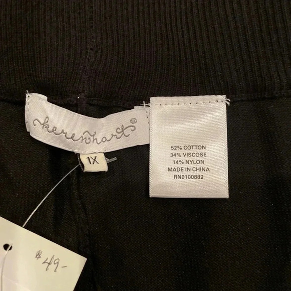 NWT Women's Keren Hart Black Wide Leg Knit Pants 1X Minimalist Monochrome - Picture 10 of 13